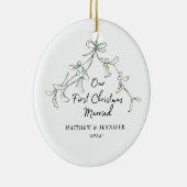 初めてのクリスマス結婚したミスタントー写真オーナメント セラミックオーナメント (右)