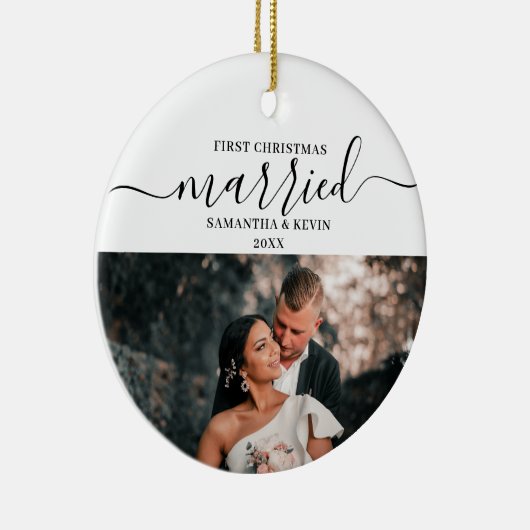 初めてのクリスマス結婚したミセス・カップル・ネーム写真 セラミックオーナメント (右)