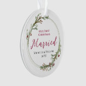 初めてのクリスマス結婚したミニマルリース写真 オーナメント (正面)