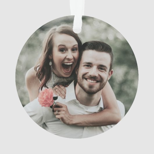 初めてのクリスマス結婚したミニマルリース写真 オーナメント (裏面)