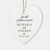 初めてのクリスマス結婚したモダンミニマル写真 セラミックオーナメント (左)