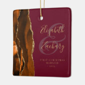 初めてのクリスマス結婚したラストアゲートブルゴーニュ金ゴールド セラミックオーナメント (左)