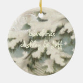 初めてのクリスマス結婚したラブバードオーナメント セラミックオーナメント (裏面)