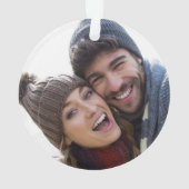 初めてのクリスマス結婚したヴィンテージレッドトラック写真 オーナメント (裏面)