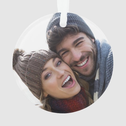 初めてのクリスマス結婚したヴィンテージレッドトラック写真 オーナメント (裏面)