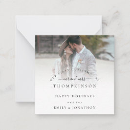 初めてのクリスマス結婚した写真の名前ホリデーカード ノートカード