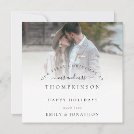初めてのクリスマス結婚した写真の名前ホリデーカード ノートカード