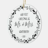 初めてのクリスマス結婚した写真 セラミックオーナメント (左)