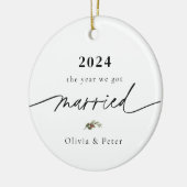 初めてのクリスマス結婚した写真 セラミックオーナメント (左)