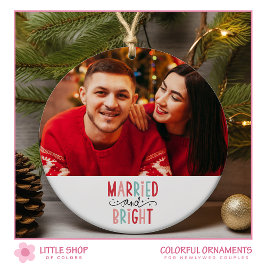 初めてのクリスマス結婚した写真 セラミックオーナメント