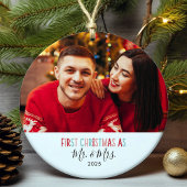 初めてのクリスマス結婚した写真 セラミックオーナメント