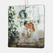 初めてのクリスマス結婚した写真Keepsake セラミックオーナメント (左)