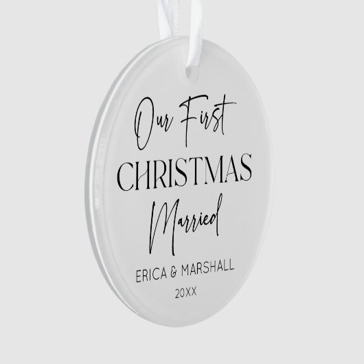 初めてのクリスマス結婚した名前をカスタムする年 オーナメント (正面)