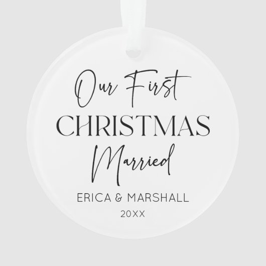 初めてのクリスマス結婚した名前をカスタムする年 オーナメント (裏面)