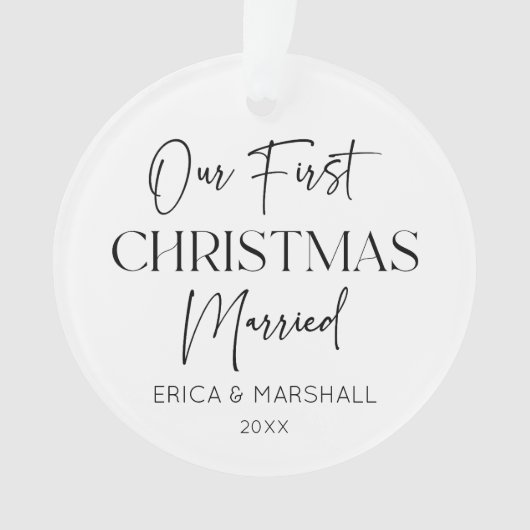 初めてのクリスマス結婚した名前をカスタムする年 オーナメント (正面)