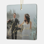 初めてのクリスマス結婚した夫妻の写真2枚 セラミックオーナメント (左)