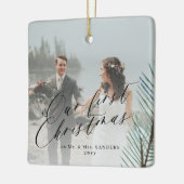 初めてのクリスマス結婚した夫妻の写真2枚 セラミックオーナメント (左)