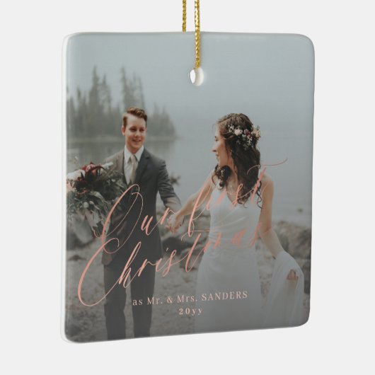 初めてのクリスマス結婚した夫妻の写真2枚 セラミックオーナメント (右)