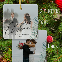 初めてのクリスマス結婚した夫妻の写真2枚 セラミックオーナメント