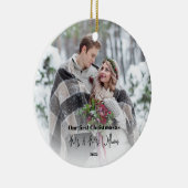 初めてのクリスマス結婚した夫妻の写真 セラミックオーナメント (右)
