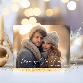 初めてのクリスマス結婚した婚約した白 |写真 シーズンポストカード