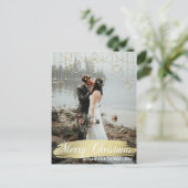 初めてのクリスマス結婚した婚約した金ゴールド |写真 シーズンポストカード (スタンド正面)