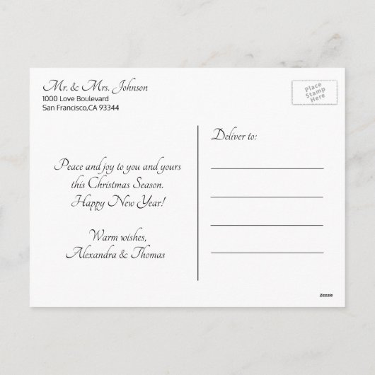 初めてのクリスマス結婚した婚約した金ゴールド |写真 シーズンポストカード (裏面)