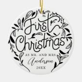 初めてのクリスマス結婚した対セラミックオーナメント セラミックオーナメント (正面)