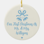 初めてのクリスマス結婚した手書きオーナメント セラミックオーナメント (裏面)