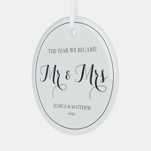 初めてのクリスマス結婚した白黒御夫妻 ガラスオーナメント (正面左)