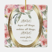 初めてのクリスマス結婚した赤面フローラ聖書 セラミックオーナメント (裏面)