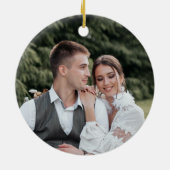 初めてのクリスマス結婚した赤面フローラ セラミックオーナメント (裏面)