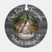 初めてのクリスマス結婚した金属オーナメント メタルオーナメント (正面)