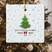 初めてのクリスマス結婚した2024カスタムカップル セラミックオーナメント