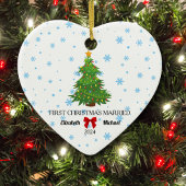 初めてのクリスマス結婚した2024カスタムカップル セラミックオーナメント