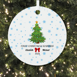 初めてのクリスマス結婚した2024カスタムカップル メタルオーナメント