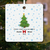 初めてのクリスマス結婚した2024カスタムカップル メタルオーナメント