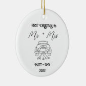 初めてのクリスマス結婚した、パーソナライズされたオーナメント セラミックオーナメント (右)