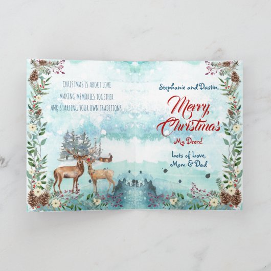 「初めてのクリスマス結婚した」モダンフローラWatercolor シーズンカード (内部)