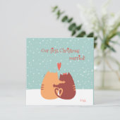 初めてのクリスマス結婚した- 2匹のかわいい猫 シーズンカード (スタンド正面)