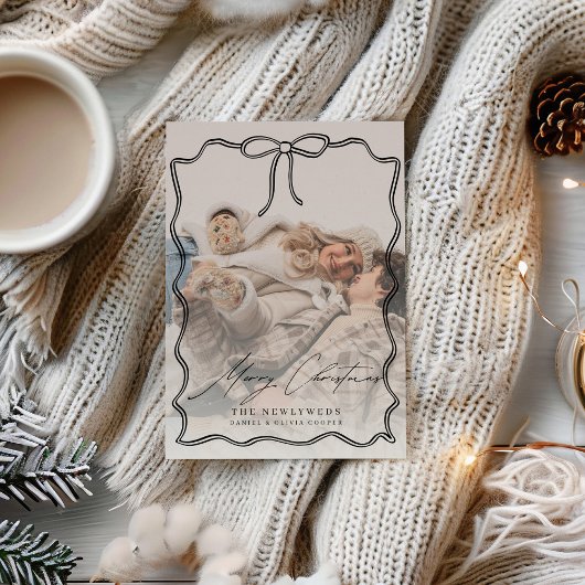 初めてのクリスマス結婚したBow写真クリスマス シーズンカード