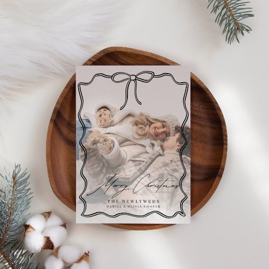 初めてのクリスマス結婚したBow写真クリスマス シーズンカード