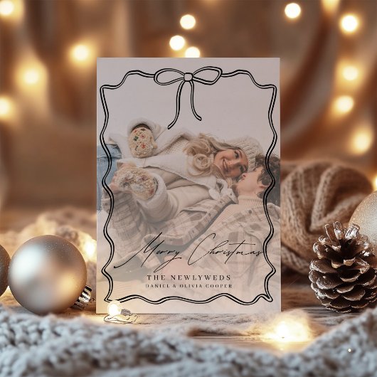 初めてのクリスマス結婚したBow写真クリスマス シーズンカード