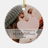 初めてのクリスマス結婚したMr. & Mrs. 2写真 セラミックオーナメント (正面)