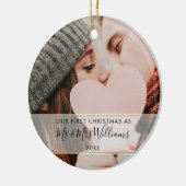 初めてのクリスマス結婚したMr. & Mrs. 2写真 セラミックオーナメント (左)