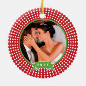 初めてのクリスマス結婚のモノグラム写真オーナメント セラミックオーナメント (裏面)