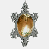 初めてのクリスマス結婚の写真スノーフレークPewter Chr スノーフレークピューターオーナメント (左)