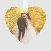 初めてのクリスマス結婚の写真ハート オーナメント (裏面)
