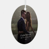 初めてのクリスマス結婚の写真記念 メタルオーナメント (正面右)