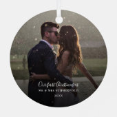 初めてのクリスマス結婚の写真記念 メタルオーナメント (裏面)
